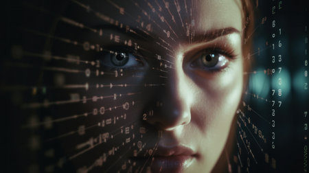 An array of bioluminescent mushrooms lighting up the forest floorの素材