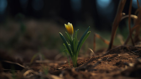 The first flower blooming at the end of a long winterの素材