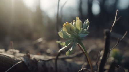 The first flower blooming at the end of a long winterの素材
