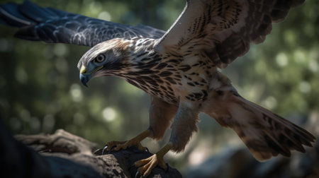 The silent swoop of a hawk as it captures its preyの素材