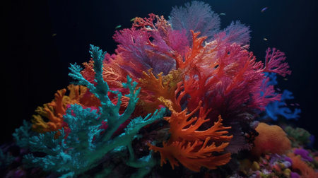 The vibrant bloom of an underwater coral reefの素材