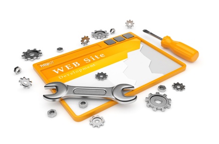 Website development  WWW with tools isolated on white の写真素材