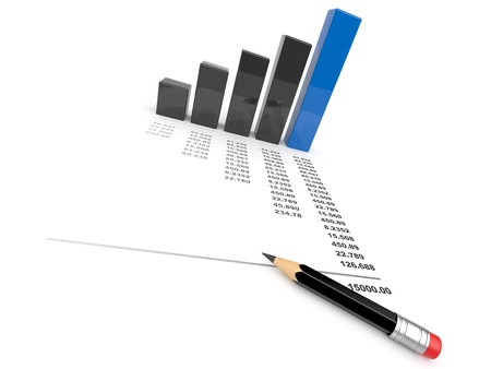 Business diagram 3d. graph Isolated の写真素材