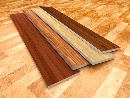 Wood floor  3D illustration, color - brownの写真素材