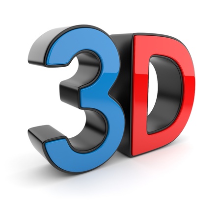 3D symbol of stereoscopic cinema. Icon isolated on white backgroundの写真素材