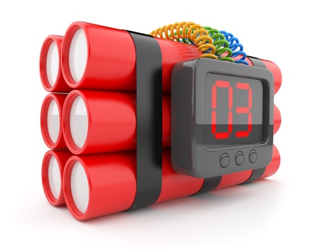 Bomb with clock timer 3D. Countdown. Icon isolated on white の写真素材