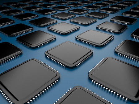 Computer microchip CPU 3D の写真素材