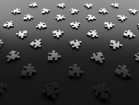 Puzzles on a black background. 3Dの写真素材