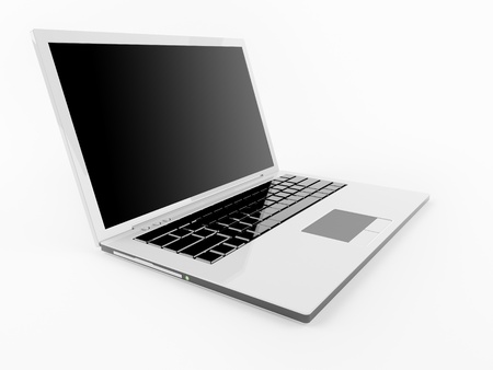 Laptop on a white backgroundの写真素材