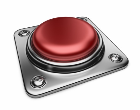 Empty alarm red button. 3D Icon isolated on white background の写真素材