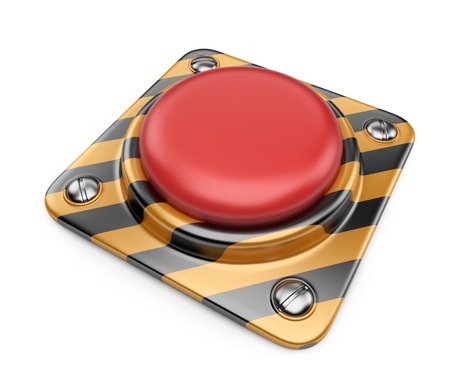 Empty alert red button. 3D Icon isolated on white background の写真素材