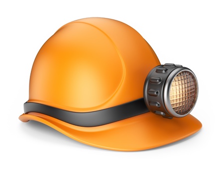 Miner helmet with lamp  3D Icon isolated on white backgroundの写真素材