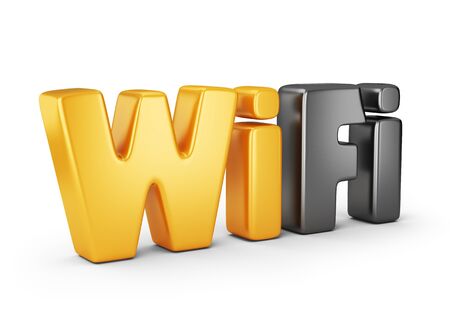 Wifi text symbol. 3D Icon isolated on white backgroundの写真素材