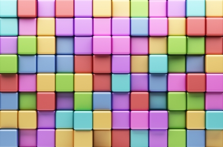 Abstract background of multi-colored cubes. 3D Illustrationの写真素材