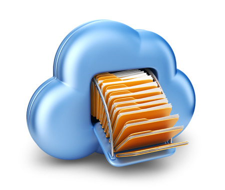 File storage in cloud. 3D computer icon isolated on white backgroundの写真素材