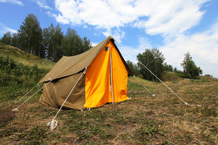 Camping tent on outdoor nature. Tourism conceptの写真素材