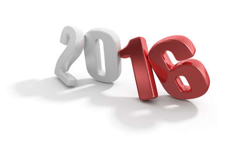 Happy New Year 2016. Realistic 3D numbers isolated on white backgroundの写真素材