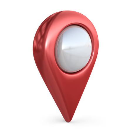 Ralistic map pointer. GPS location symbol; 3D icon isolated on white backgroundの写真素材