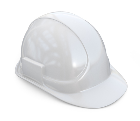 White helmet, hardhat. 3D Icon isolated on white backgroundの写真素材