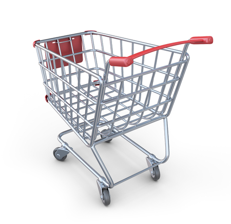 Market shopping cart 3D. Isolated on white backgroundの写真素材