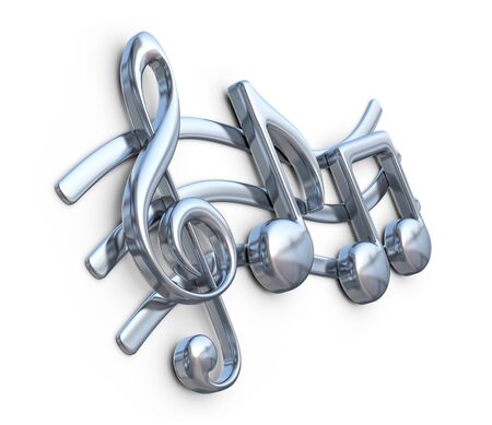 Metallic music note 3D. Music composition. Isolated on white backgroundの写真素材