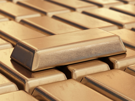Realistic gold bars. 3D illustrationの写真素材