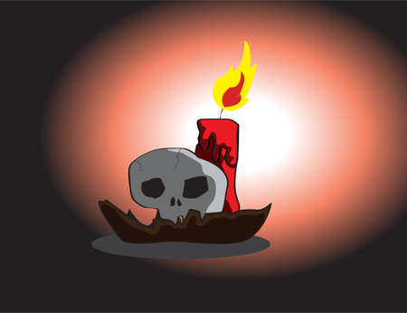 skeleton and candleのイラスト素材