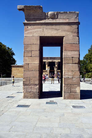 Debod Temple. The Egyptian temple is the second century. d C, is installed in the Park Headquarters Mountain, near the Plaza of Spain. The temple was Donated to Spain by the Egyptian government to Prevent Remained flooded after construction of the Aswan Hのeditorial素材
