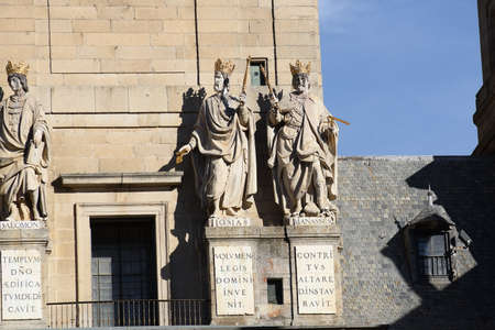 Statues on the facade of the Royal Monastery of El Escorial. Madrid's community. spain