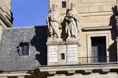Statues on the facade of the Royal Monastery of El Escorial. Madrid's community. spain