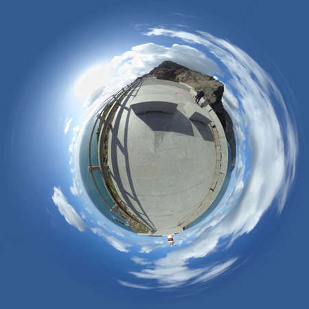 View of the lighthouse, in panorama 360,  located at Cape Ortegal. Costa Artabra. Galicia. Spain.