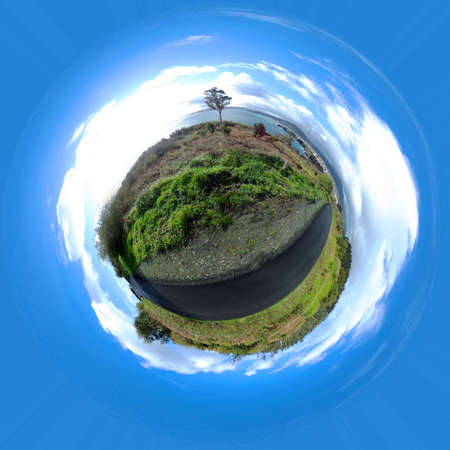 View of the sea in panorama 360 road of Cape Ortegal. In the background you can see the town from...