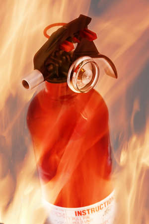 extinguisher on fireの写真素材