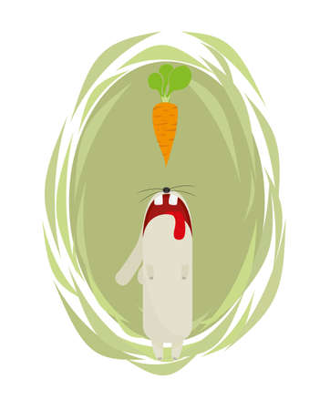 The rabbit tries to keep step with carrotのイラスト素材