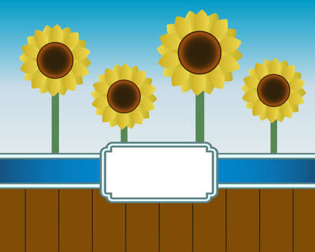 illustration of the coming of summer and blooming sunflowers using bannerのイラスト素材