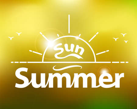 sticker with the slogan of the summer and good mood and positiveのイラスト素材