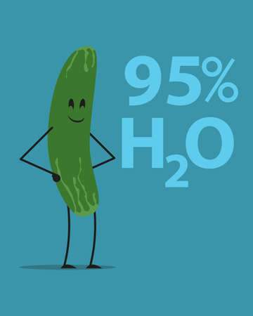 illustration of cucumber and information about the cucumber and the content of elementsのイラスト素材