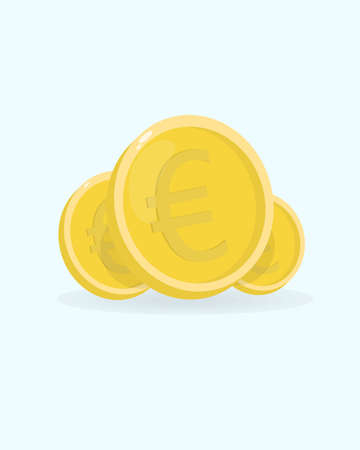 Illustration of a stack of coins, sticker and logoのイラスト素材