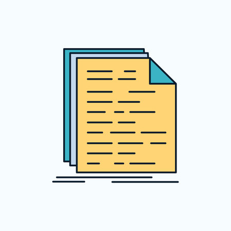 Code, coding, doc, programming, script Flat Icon. green and Yellow sign and symbols for website and Mobile appliation. vector illustrationのイラスト素材