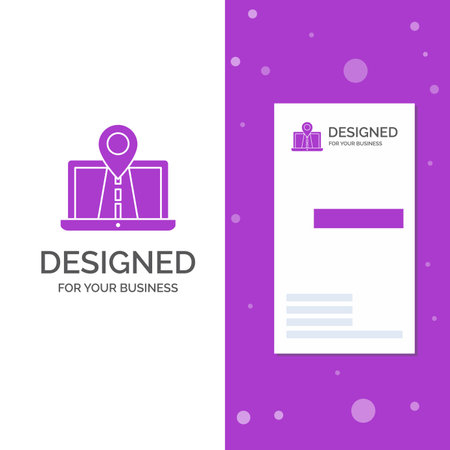 Business Logo for Navigation, Map, System, GPS, Route. Vertical Purple Business / Visiting Card template. Creative background vector illustrationのイラスト素材