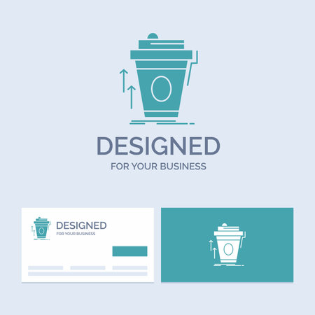 product, promo, coffee, cup, brand marketing Business Logo Glyph Icon Symbol for your business. Turquoise Business Cards with Brand logo template.のイラスト素材