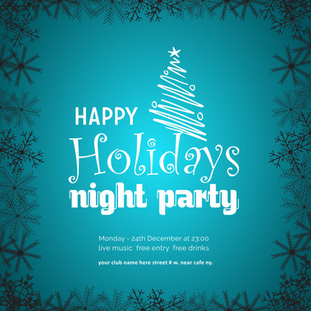 Merry Christmas Night Party backgroundのイラスト素材