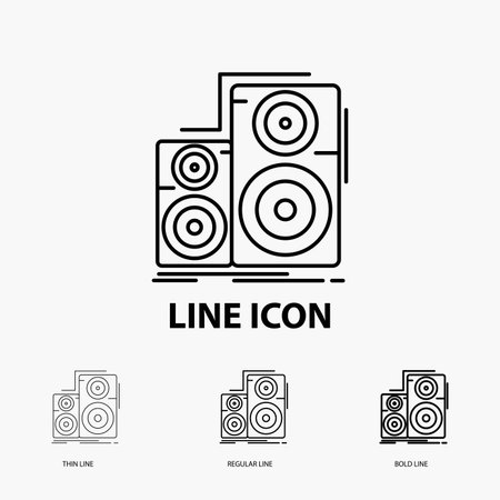 Audio, hifi, monitor, speaker, studio Icon in Thin, Regular and Bold Line Style. Vector illustrationのイラスト素材