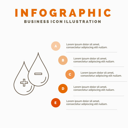blood, drop, liquid, Plus, Minus Infographics Template for Website and Presentation. Line Gray icon with Orange infographic style vector illustrationのイラスト素材
