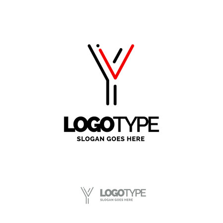 Y Logo. Digital Logo template. Black and Red Logo template, Technology Brand Name Design. Creative Symbol Place for Tagline/slogan. Elegant Logo Design Templateのイラスト素材