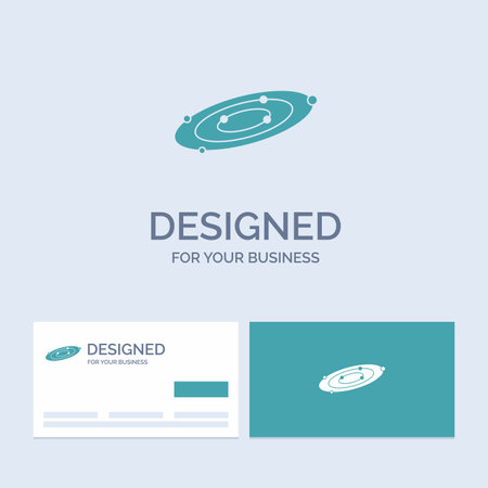 Galaxy, astronomy, planets, system, universe Business Logo Glyph Icon Symbol for your business. Turquoise Business Cards with Brand logo template.のイラスト素材