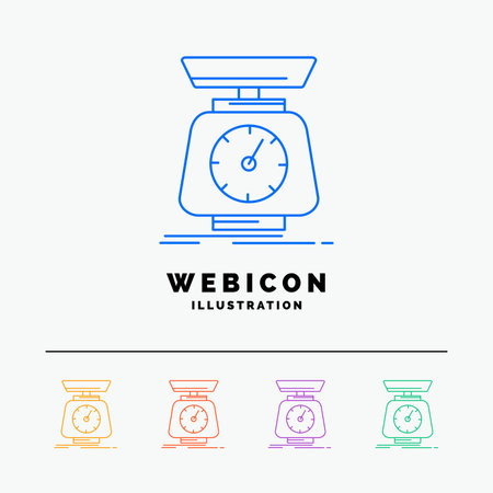 implementation, mass, scale, scales, volume 5 Color Line Web Icon Template isolated on white. Vector illustrationのイラスト素材