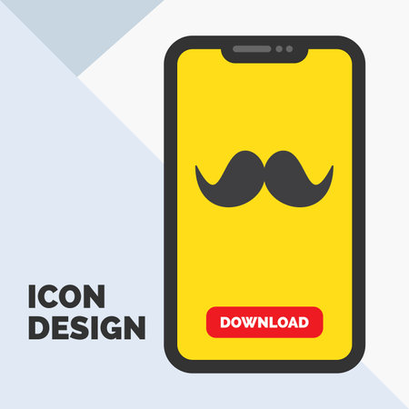 moustache Hipster men Glyph Icon in Mobile for Download Page. Yellow Backgroundのイラスト素材
