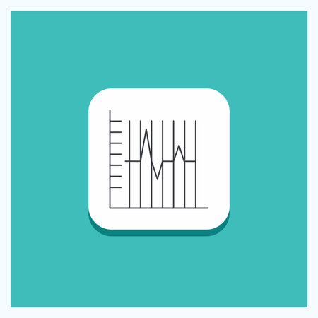 Round Button for progress, report, statistics, patient, recovery Line icon Turquoise Backgroundのイラスト素材