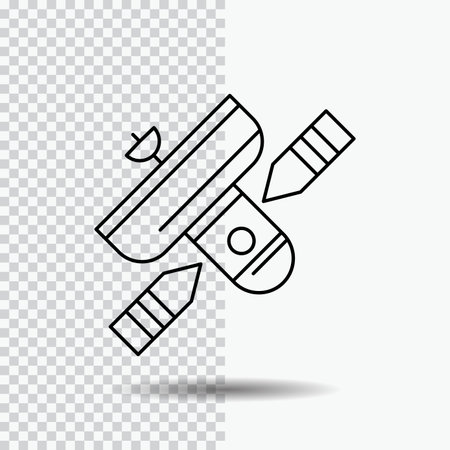 Broadcast, broadcasting, radio, satellite, transmitter Line Icon on Transparent Background. Black Icon Vector Illustrationのイラスト素材